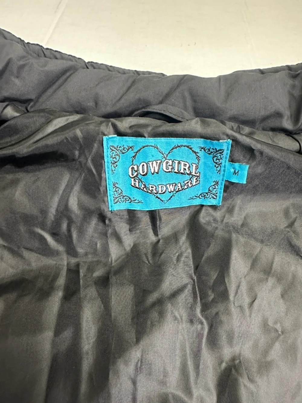 Cowgirl Hardware Black Pink Puffer Vest Full‎ Zip Snap Button Youth Girls Medium